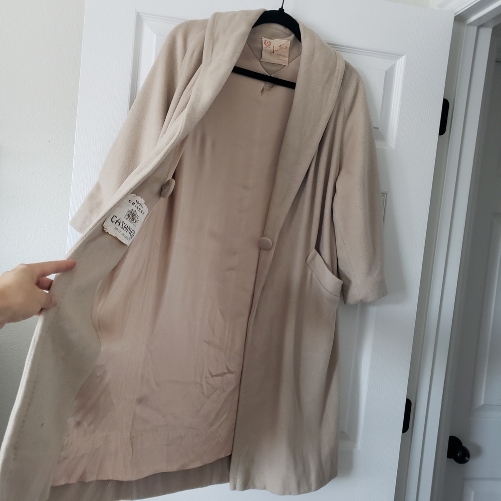 1950s 1960s M/L Vintage 100% Cashmere Lined Car Swing Coat Anter Fashion Denver - Picture 4 of 14